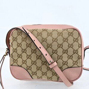 Authentic GUCCI GG Beige Pink Shoulder Bag bsj630-110625